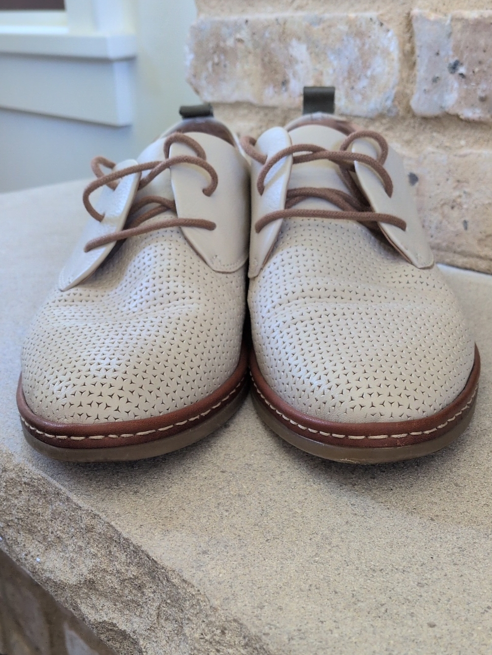 PIKOLINOS I Cream Perforated Leather Santander Oxfords with Brown Trim, 41 - Picture 5 of 16